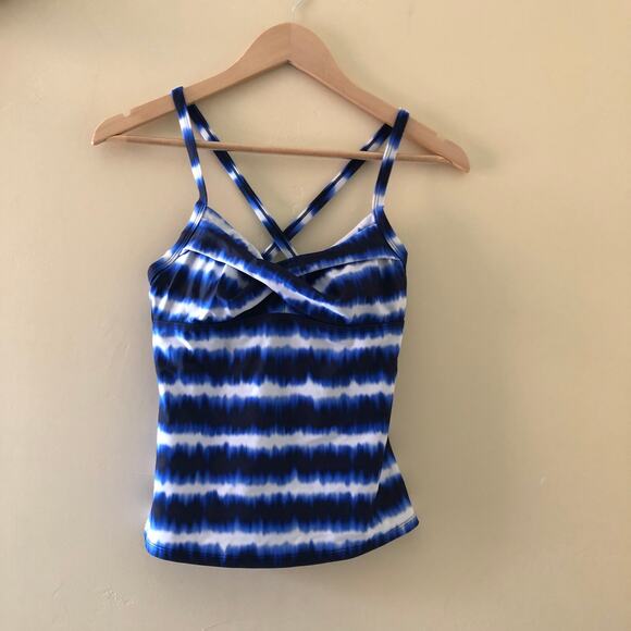Athleta Tankini  Underwire Striped Racerback Size 32 B/C - Picture 1 of 8